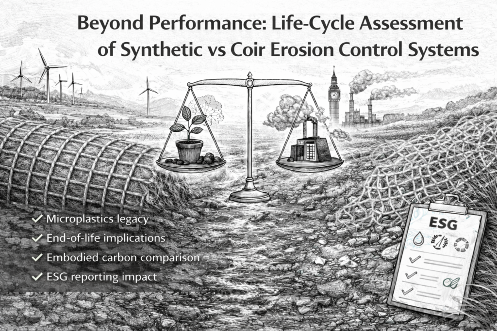 Beyond Performance: Life-Cycle Assessment of Synthetic vs Coir Erosion Control Systems