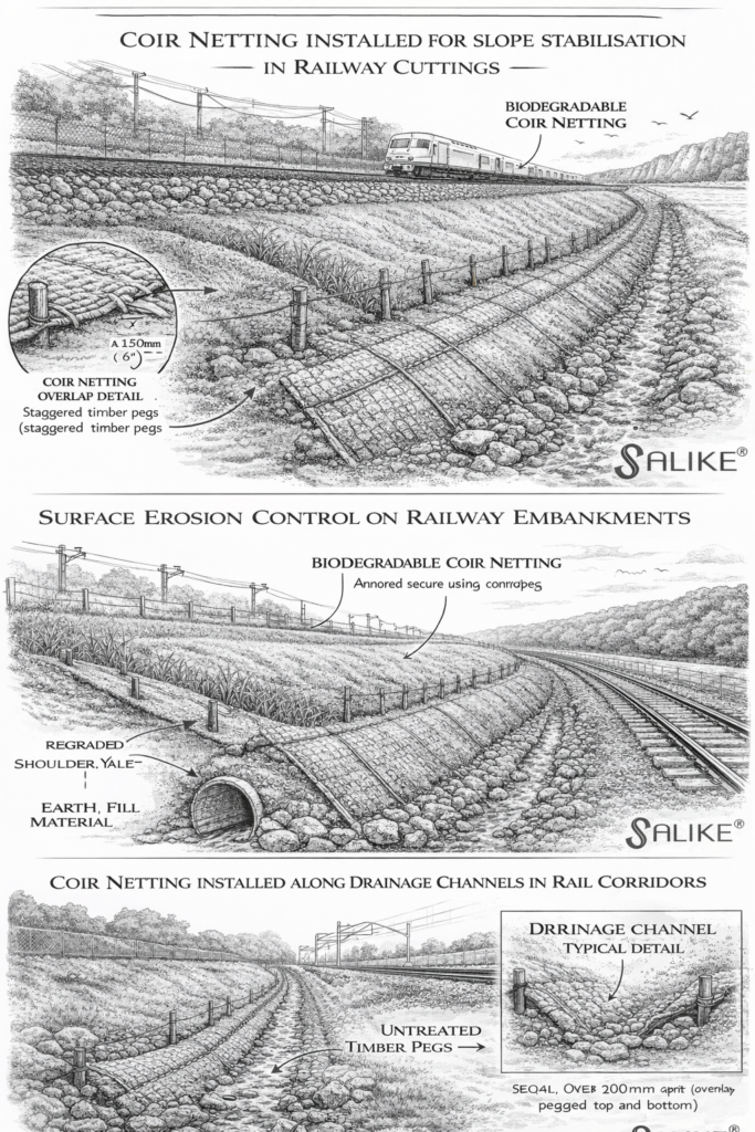 Coir Netting for Slope Stabilisation in Railway Cuttings and Embankments